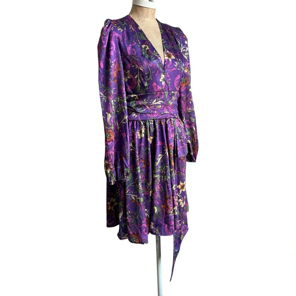 Vanessa Scott Purple Botanical Floral Mini Dress Size SMALL NWT